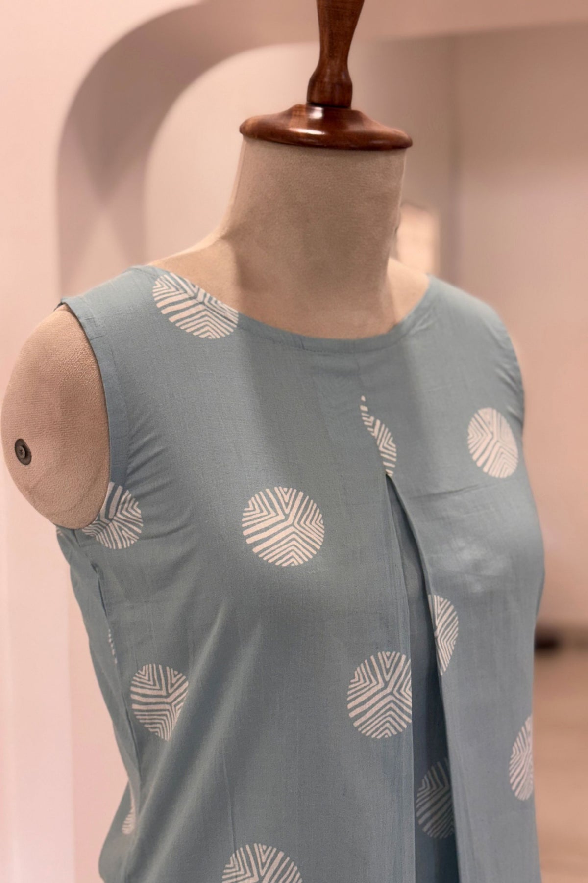 Aqua Blockprinted Top
