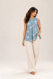 Aqua Blockprinted Top