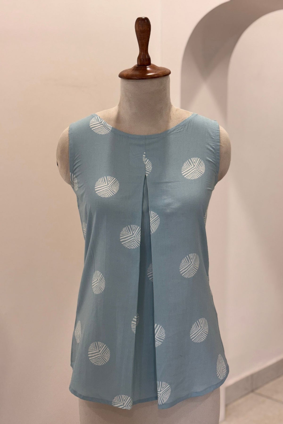 Aqua Blockprinted Top
