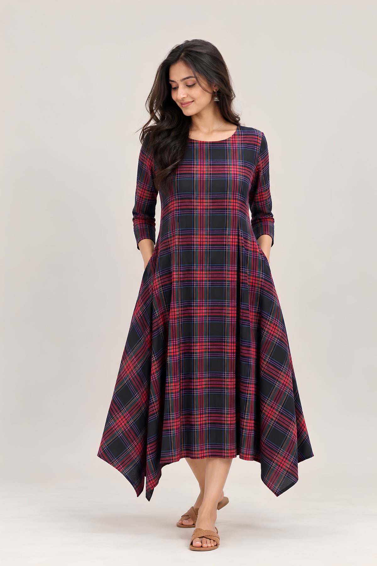 Berry Plaid Dress