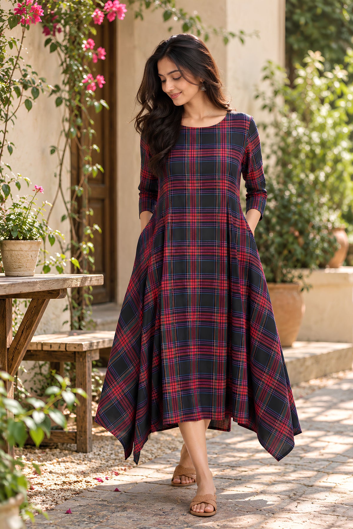 Berry Plaid Dress