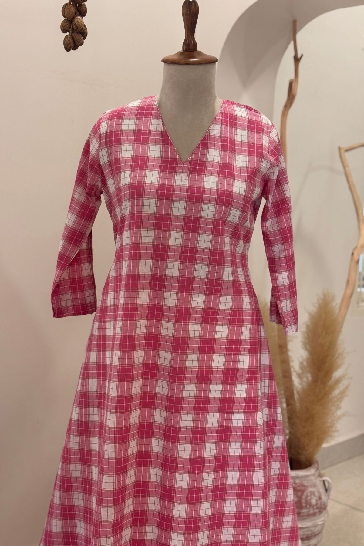 Blush Checks Kurta Set