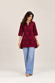 Cranberry Ikat Short Top