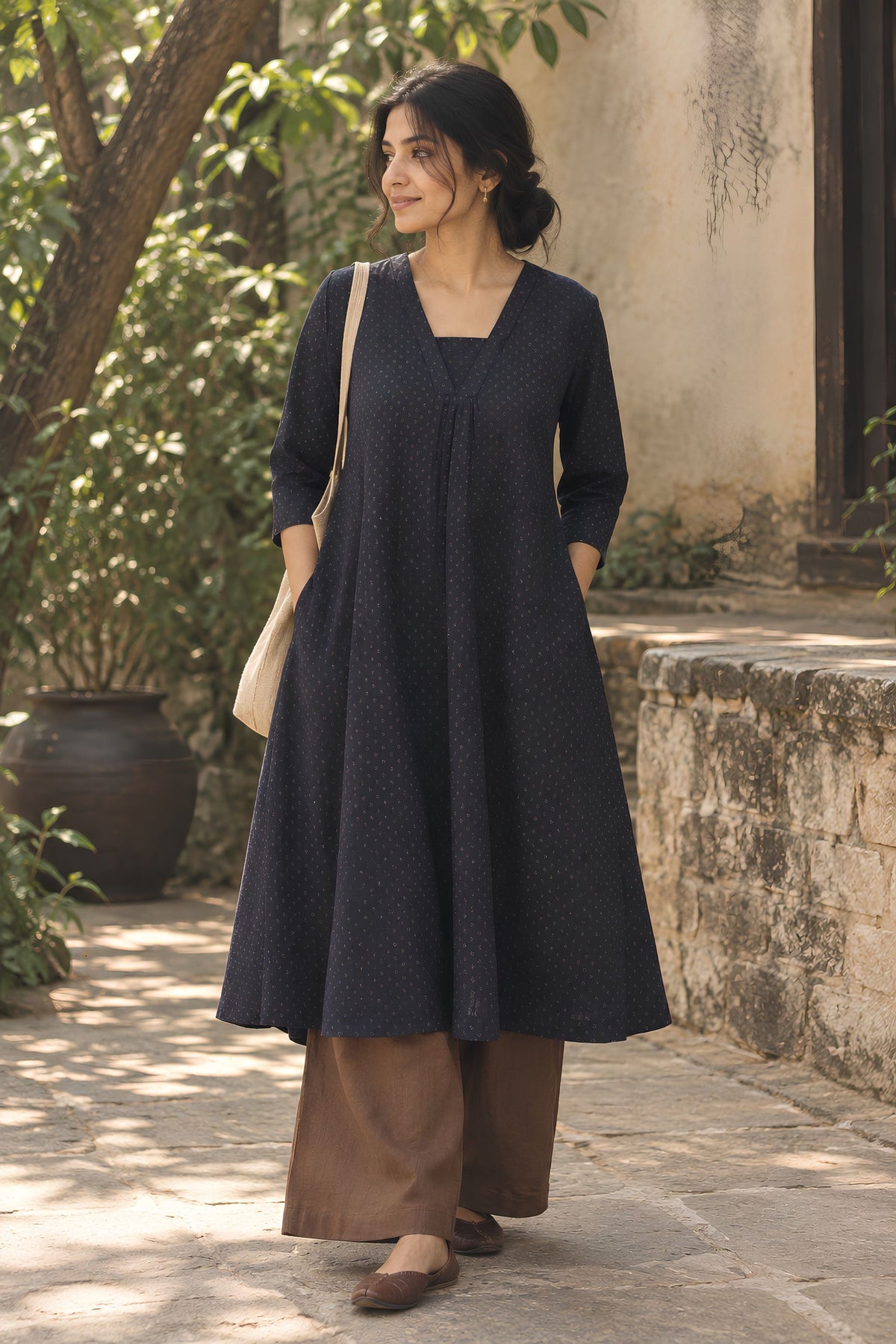 Dark Jacquard Kurta Set