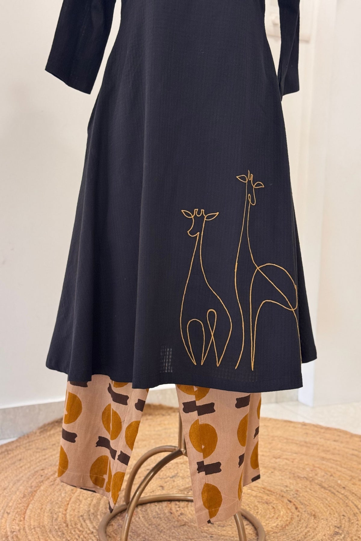 Giraffe Edit Black Kurta Set