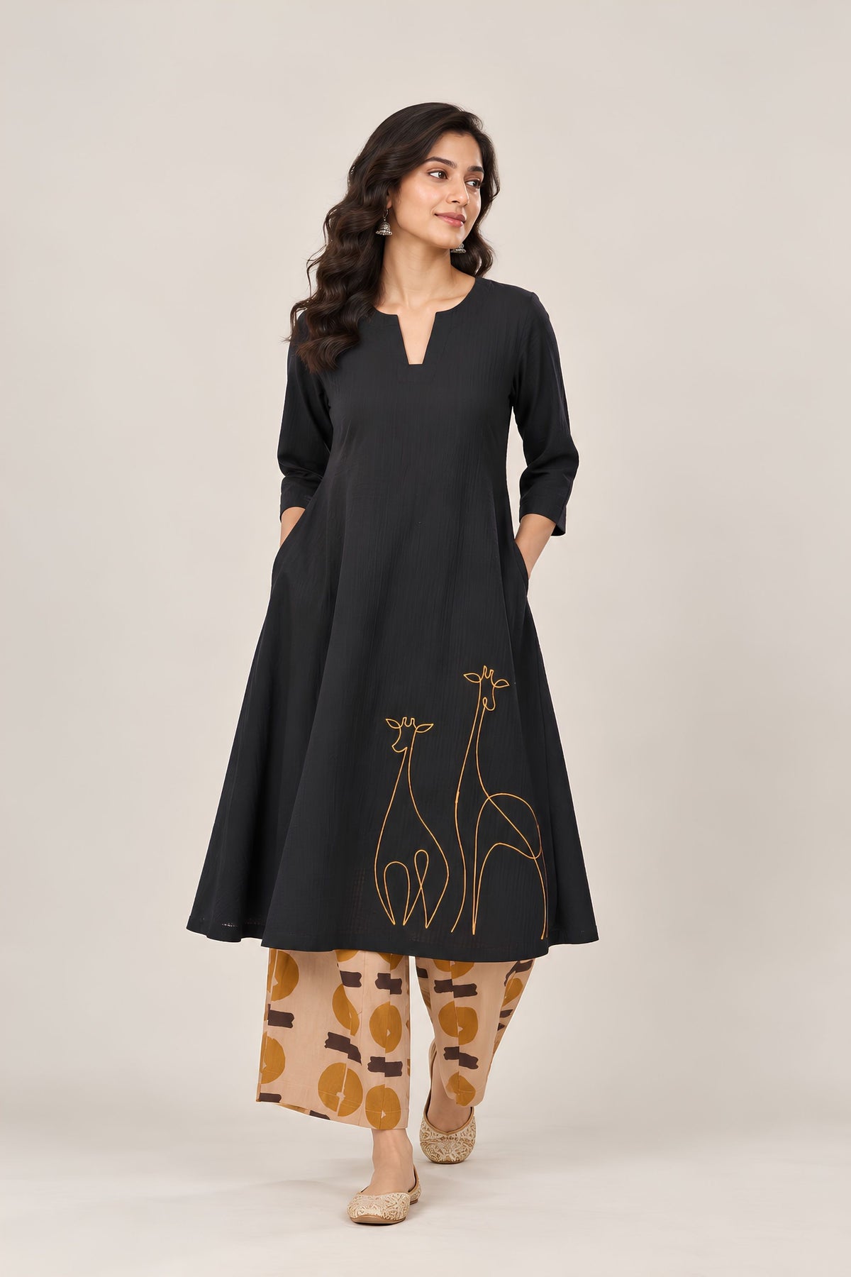 Giraffe Edit Black Kurta Set