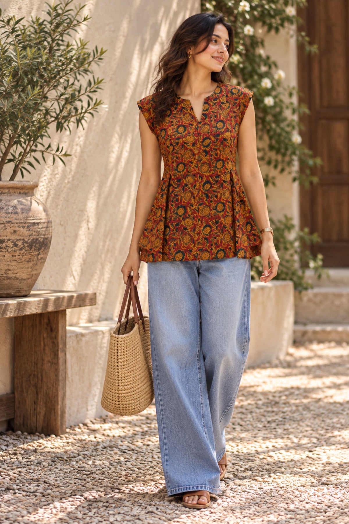 Marigold Kalamkari Top