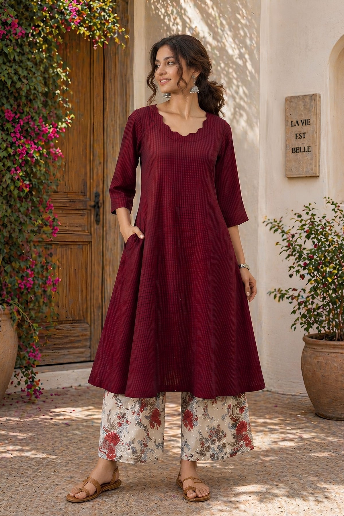 Ruby Bloom Kurta Set