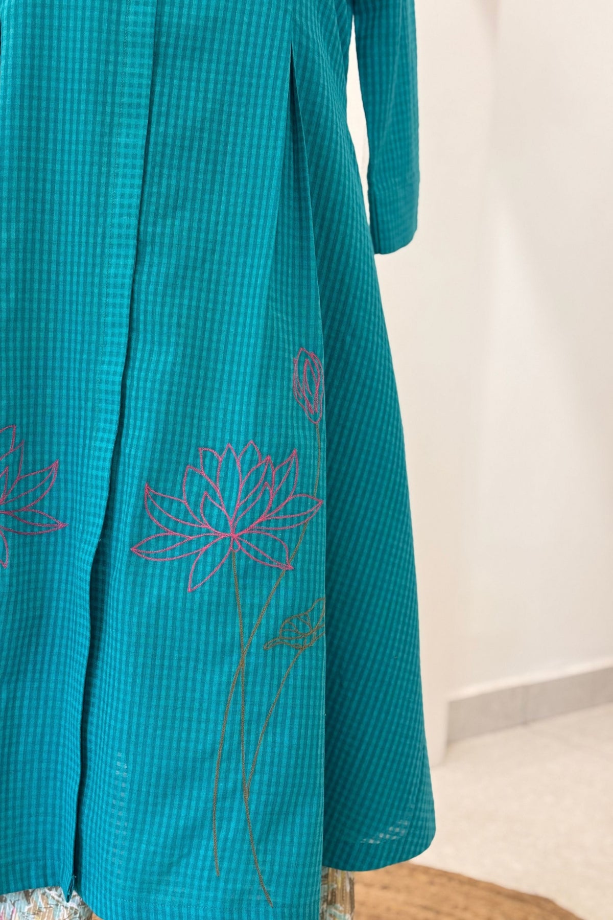 Teal Blossom Kurta Set